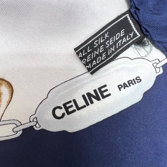 Vgt Celine Paris 100% Silk Scarf Satin 34"   ivery blue horse carriage (43 - Picture 7 of 12